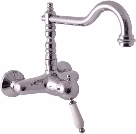 Miscelatore lavabo retrò LABE in ottone cromato con maniglia in ceramica