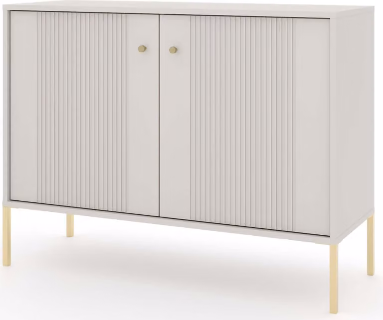 FURNLUX Credenza Iseo Beige E Oro 104cm / Colore principale: Grigio / Dimensioni: 104 x 79 x 39 cm