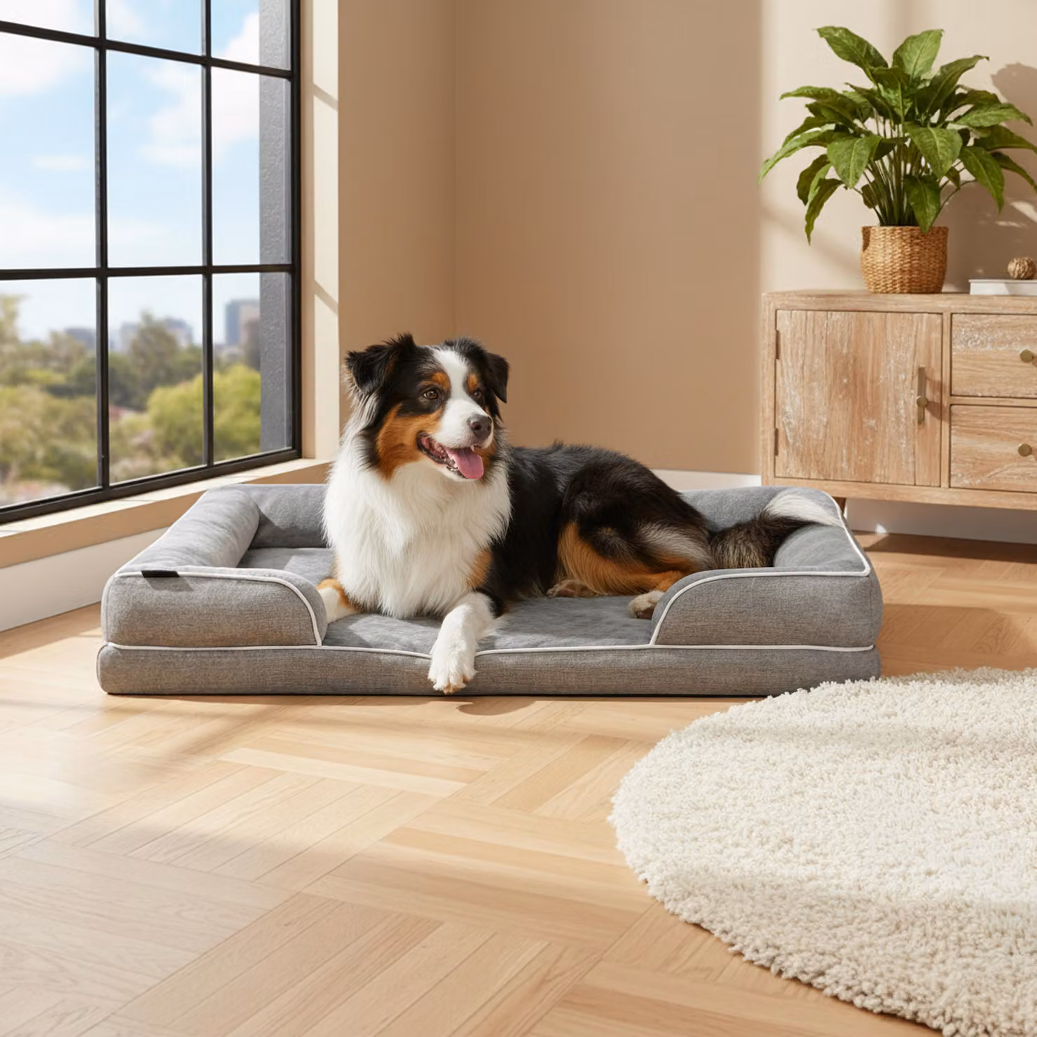 belviona, letto per cani in memory foam, ortopedico, adatto alle articolazioni e idrorepellente con rivestimento sfoderabile, 122x89x20 cm