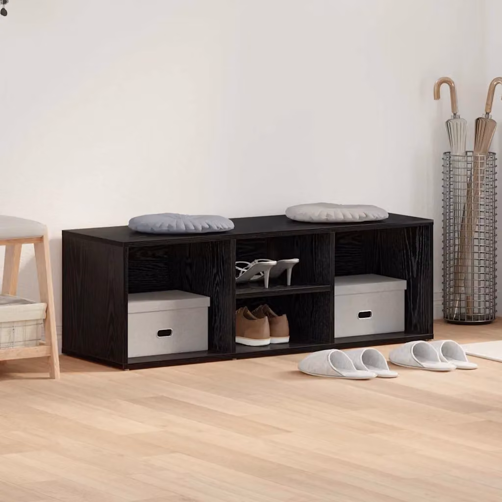Panca porta scarpe moderna vidaXL in legno MDF nero L 102 x P 35 x H 35 cm