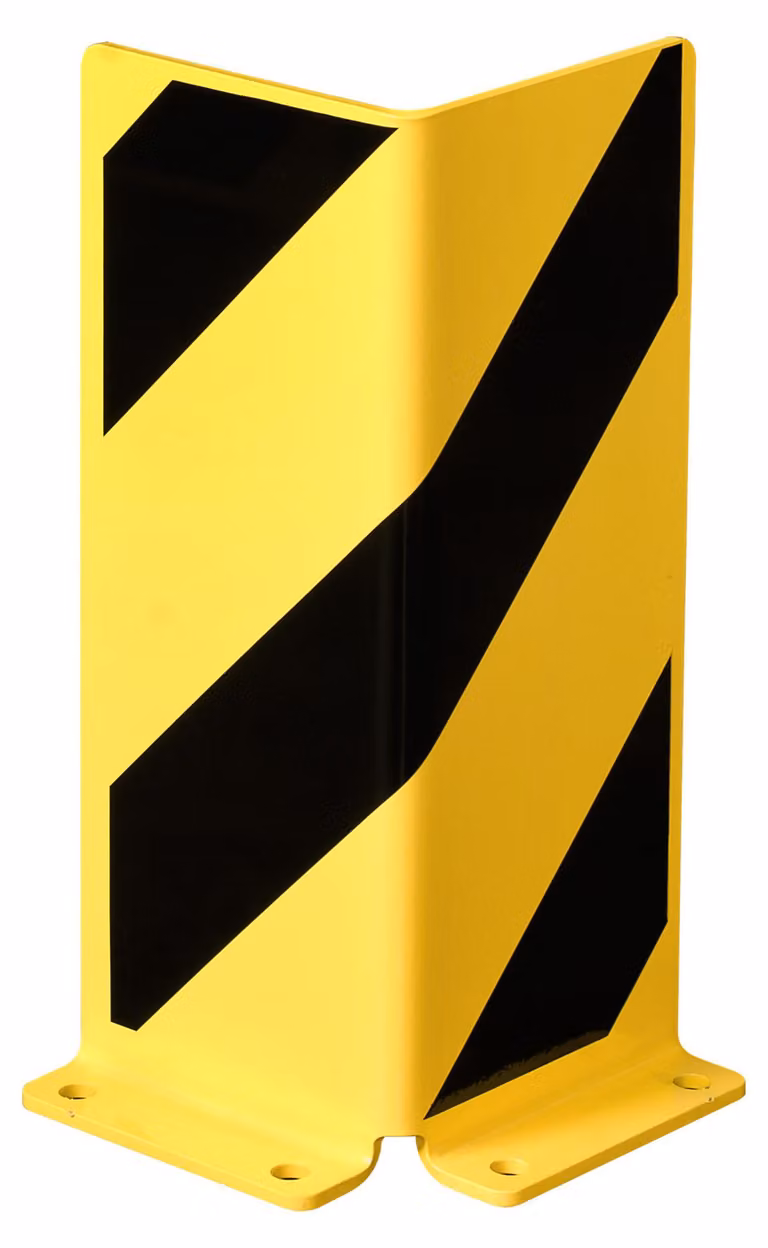 Protezione antiurto, angolare in acciaio, rivestito in plastica giallo/nero, altezza 400 mm, spessore 5 mm, sezione trasversale 160 mm