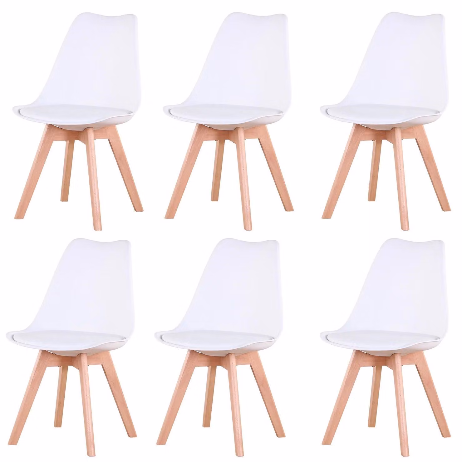 Sedie da pranzo – Set di 6 – Sedie a cono in stile mid-century con gambe in legno
