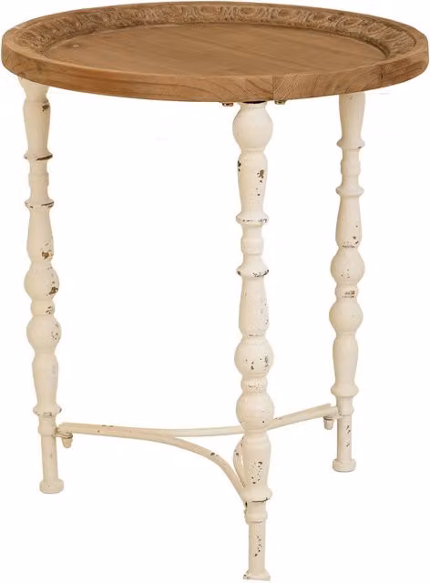Tavolino rotondo vintage WANDERLUST DECO in legno marrone L: 51 cm, P: 51 cm, H: 61 cm