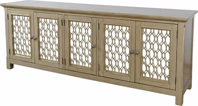 FURNLUX Credenza Avola Argento E Beige 219cm / Colore principale: Beige / Dimensioni: 219 x 82 x 49 cm