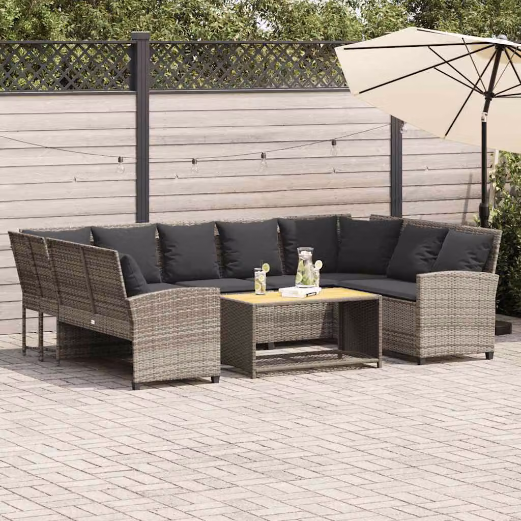 Maison Exclusive - Divano da giardino con cuscini Grigio chiaro Poly Rattan