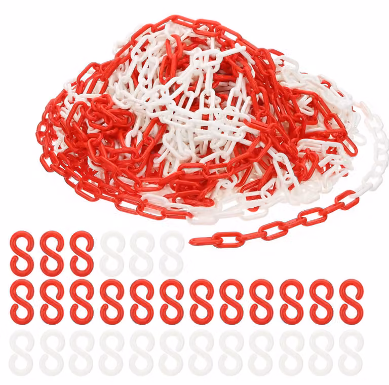 Catena di delimitazione in plastica, lunghezza 43 metri, colore rosso e bianco, dimensioni 35x20x6 mm