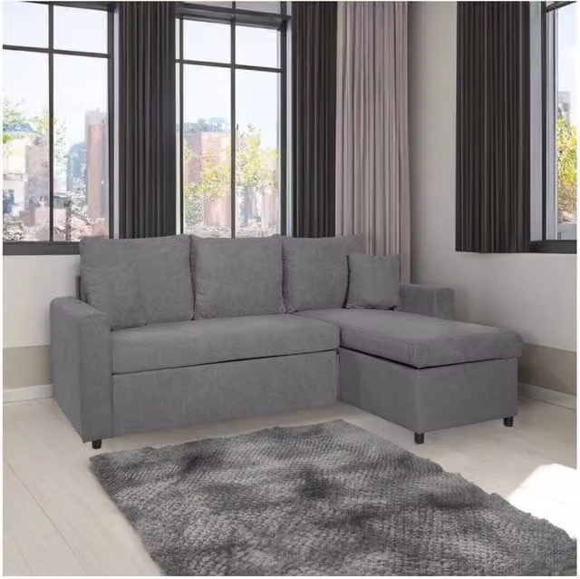 Divano con penisola reversibile funzione letto Golf colore grigio Enjoy23