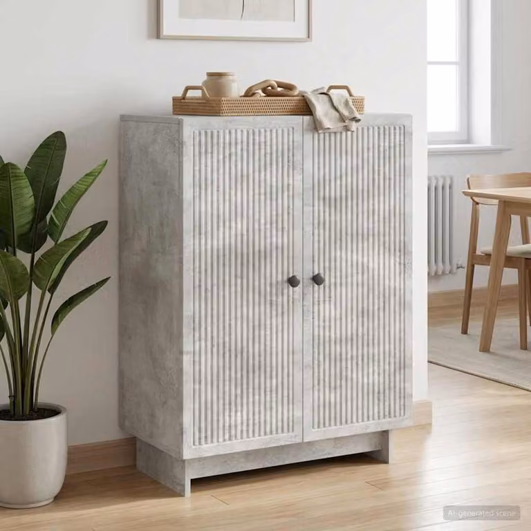 Credenza moderna vidaXL in legno ingegnerizzato MDF, colore grigio cemento, L 66 cm x P 34,5 cm x H 90 cm