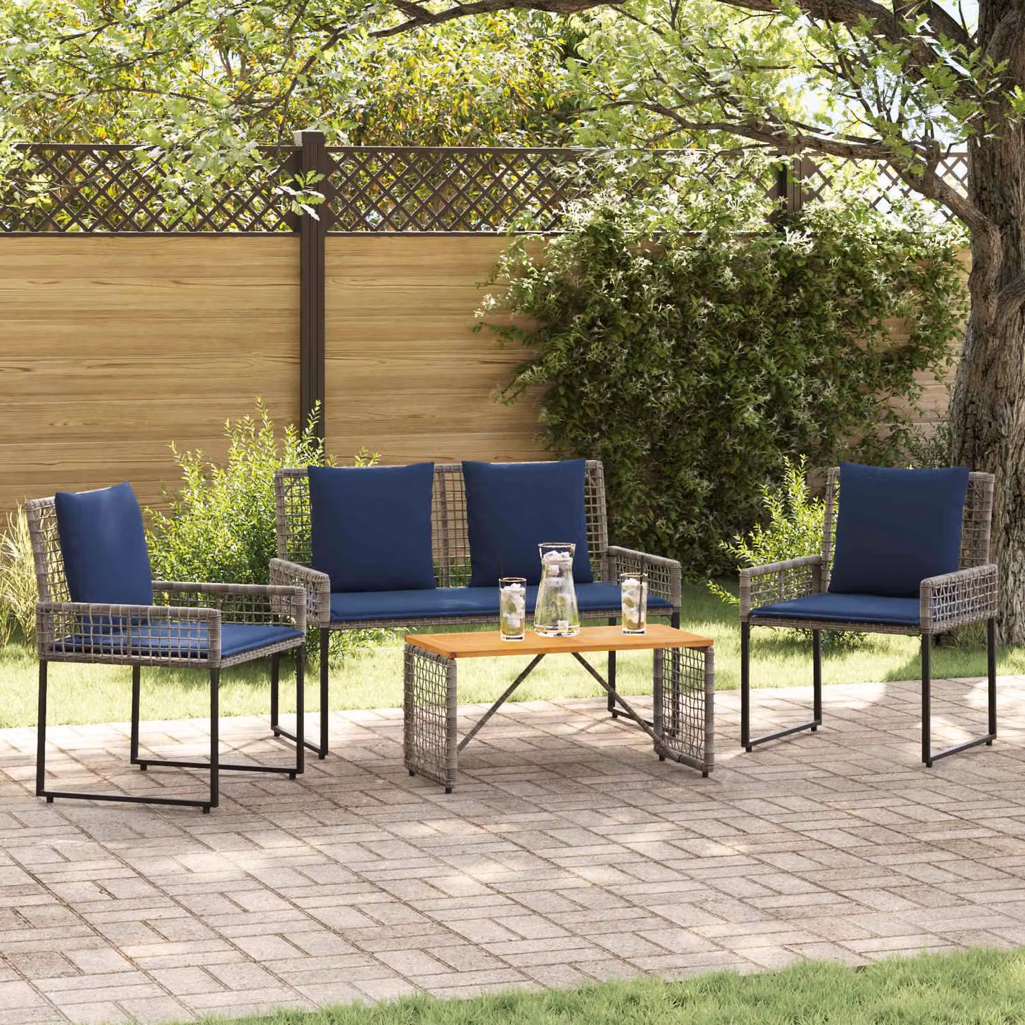 Maison Exclusive - Set di mobili da giardino con cuscini in acciaio