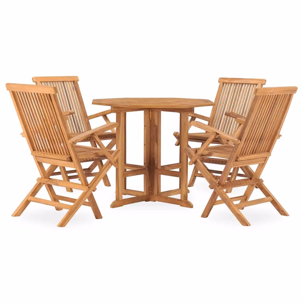 Set da Pranzo da Giardino 5 pz Pieghevole in Massello di Teak