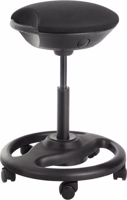 Sgabello da lavoro dinamico sedia da ufficio ergonomica girevole con rotelle seduta extra larga inclinazione di 10° altezza regolabile imbottitura spessa nero 12_0001457