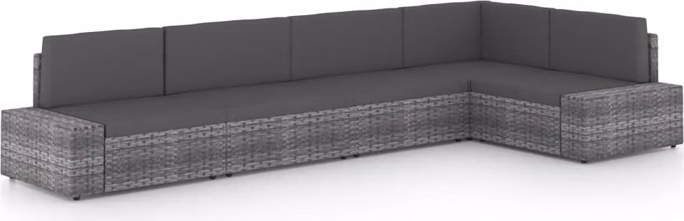 Maison Exclusive - Set da giardino 5 pezzi con cuscini grigio in polyrattan