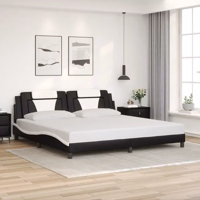 Giroletto Viana vidaXL in similpelle bianco e nero senza materasso L/P/H: 200 x 200 x 74,5 cm – 1