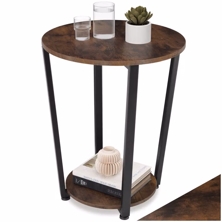 Tavolino da soggiorno tectake in stile industriale, marrone e nero, L/P: 50 x 62,5 cm