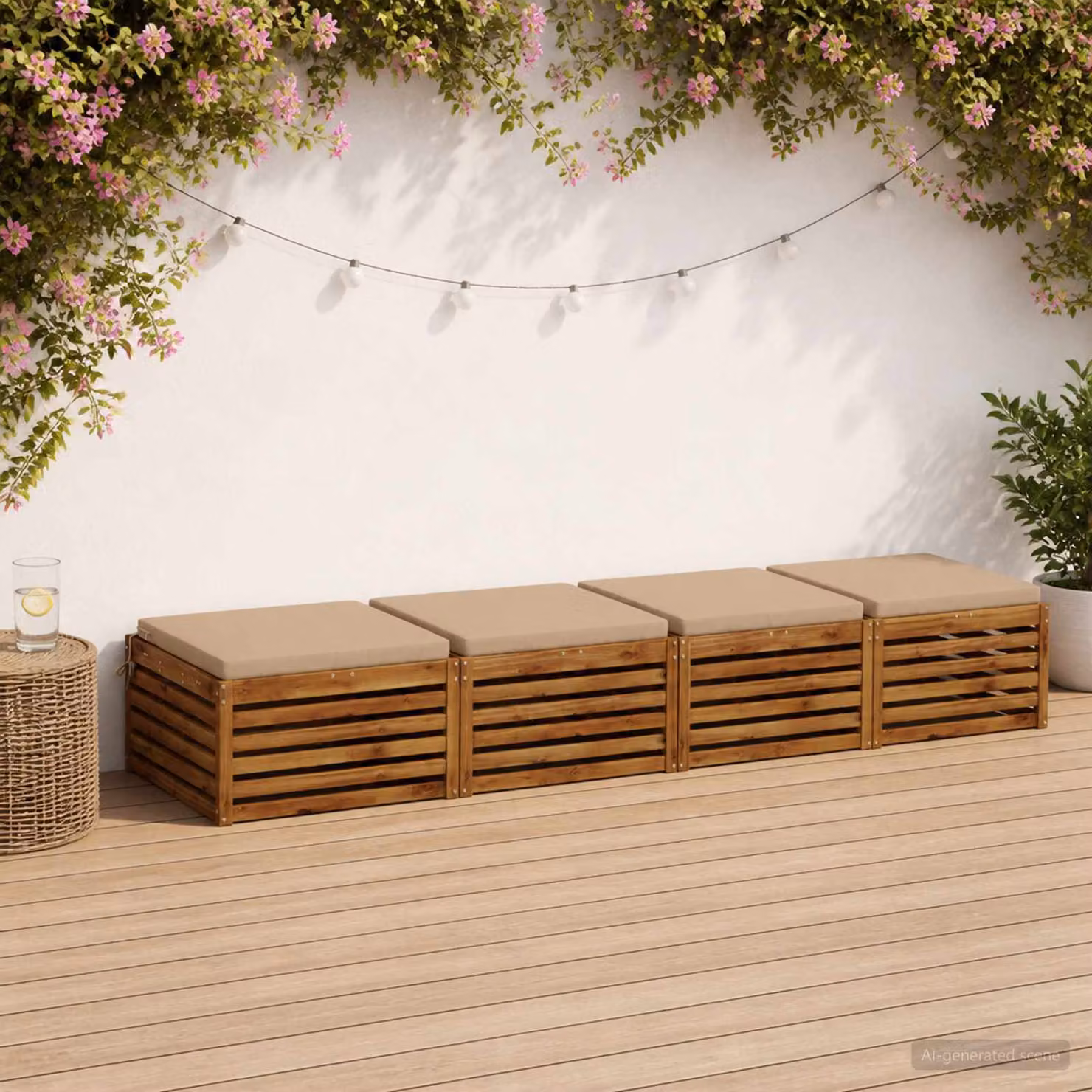 Set di 4 cuscini per sedia vidaXL SOEST in poliestere color sabbia con rivestimento lavabile e resistente ai raggi UV
