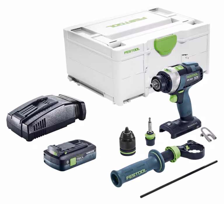 Trapano avvitatore a percussione a batteria Festool TPC 18/4-Basic 18 V 75 Nm Brushless + 1x batteria 4,0 Ah + caricabatterie rapido + Systainer
