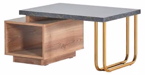Couchtisch Arbeitszimmer Wohnzimmer Modern Braun Grau Zweifarbig Regal
