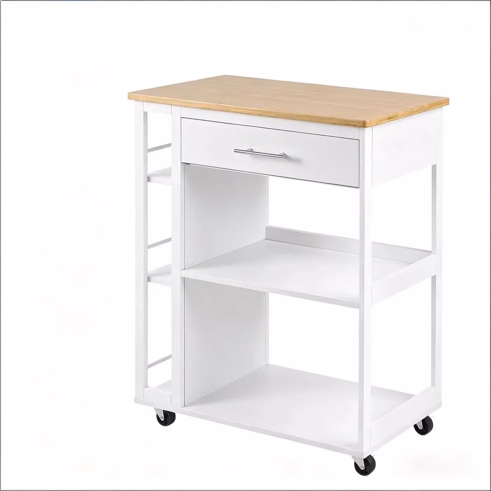 Carrello Cucina Portasnack Minimal con ruote in metallo e legno bianco, L: 38.0 cm, P: 30.0 cm, H: 88.0 cm – 2