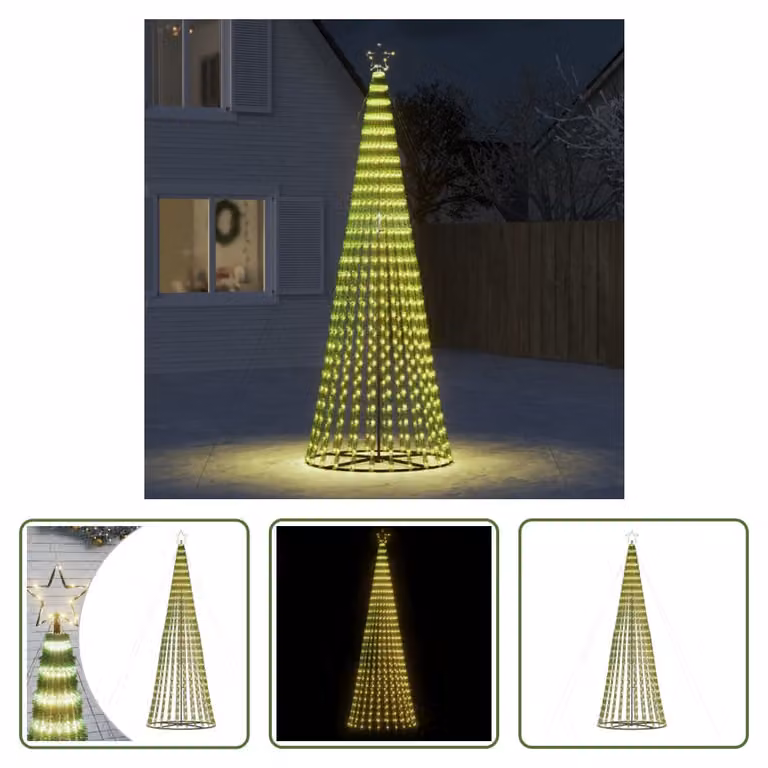 The Living Store Albero di Natale a forma di cono 688 LED bianco caldo 300 cm