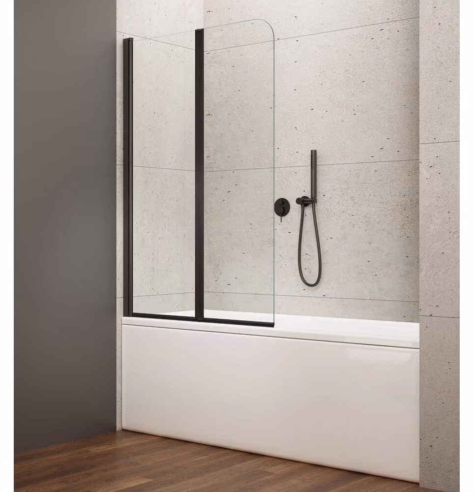Paravento WILA 900x1400 mm, nero, vetro trasparente