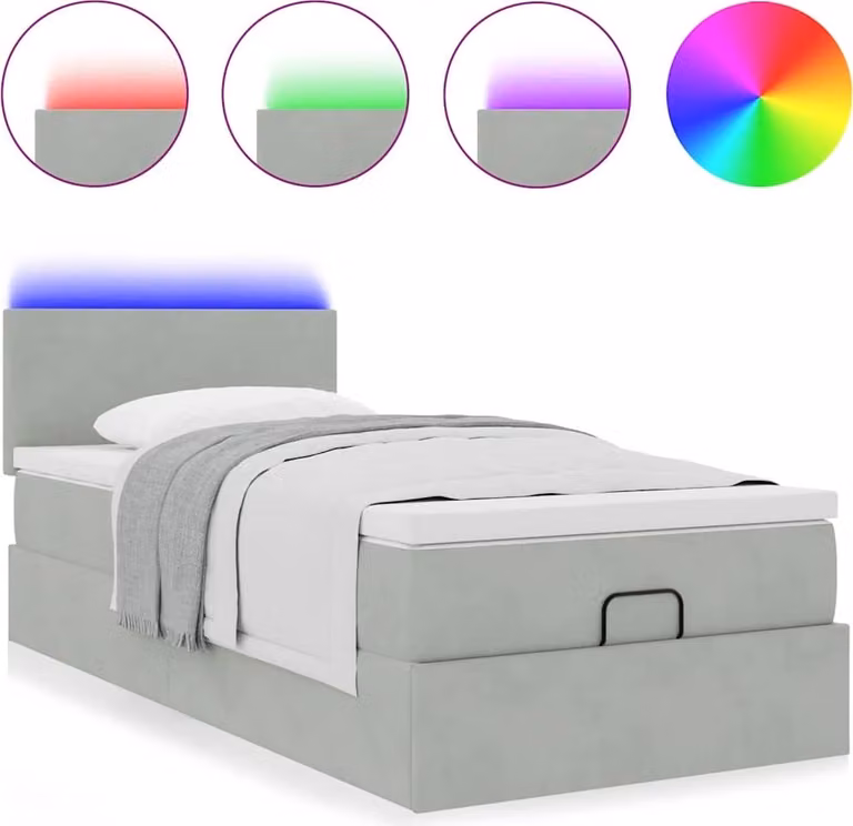 Struttura Letto Pouf con Materasso 90x190 cm in Velluto