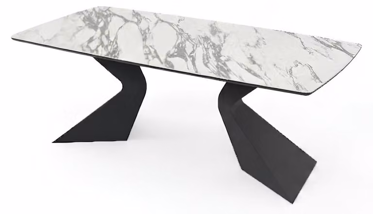 Tavolo da pranzo moderno, bianco, elegante, prestigioso, monumentale, minimalista