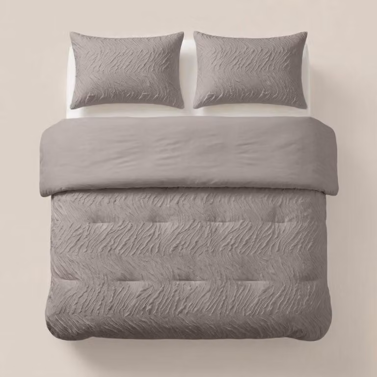 Sleeptime, coperta trapuntata "Lazy" color taupe, 240 x 200 cm, con federe