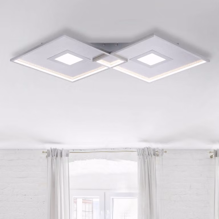 Paul Neuhaus Plafoniera a LED Amara, dimmerabile, Alluminio / Grigio / Zincato, Soggiorno / Sala da pranzo, Alluminio, Moderno, Plafoniera LED