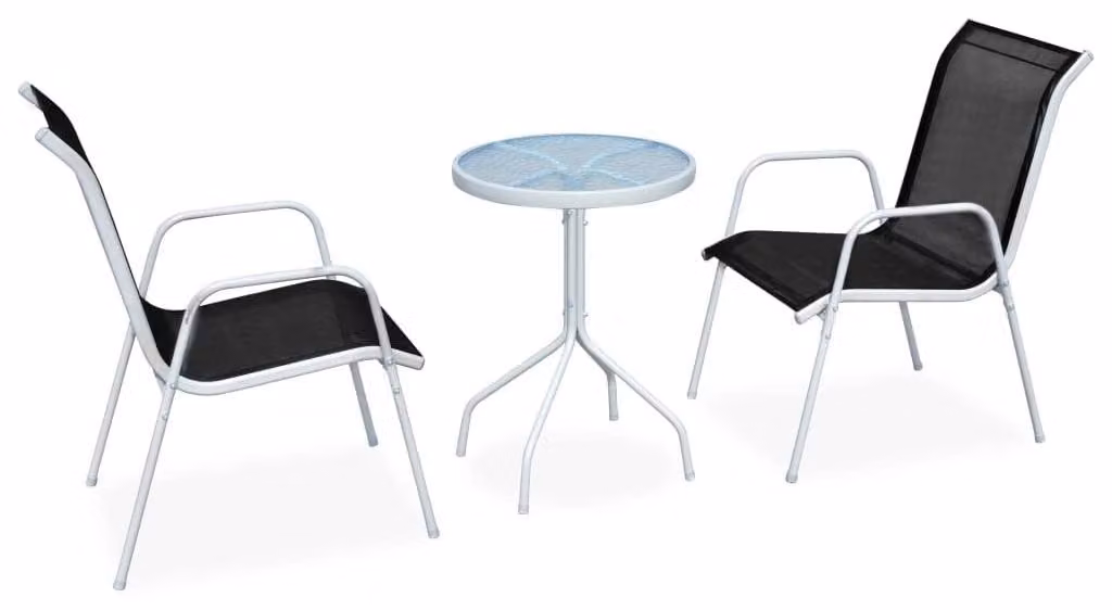 Set da bistrot composto da tre elementi: tavolo e due sedie impilabili