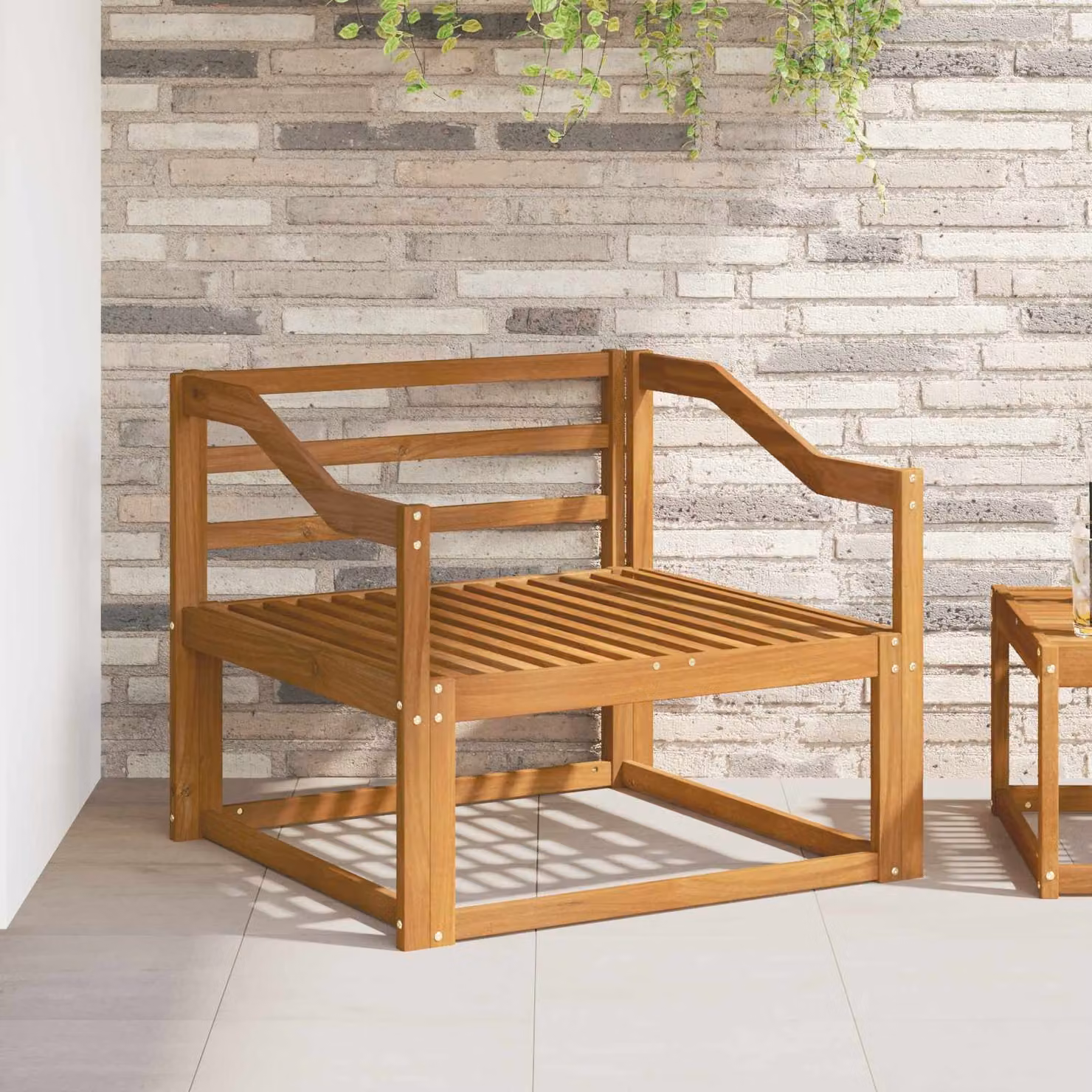 vidaXL Divano centrale per esterno in legno di acacia marrone moderno per giardino e terrazzo