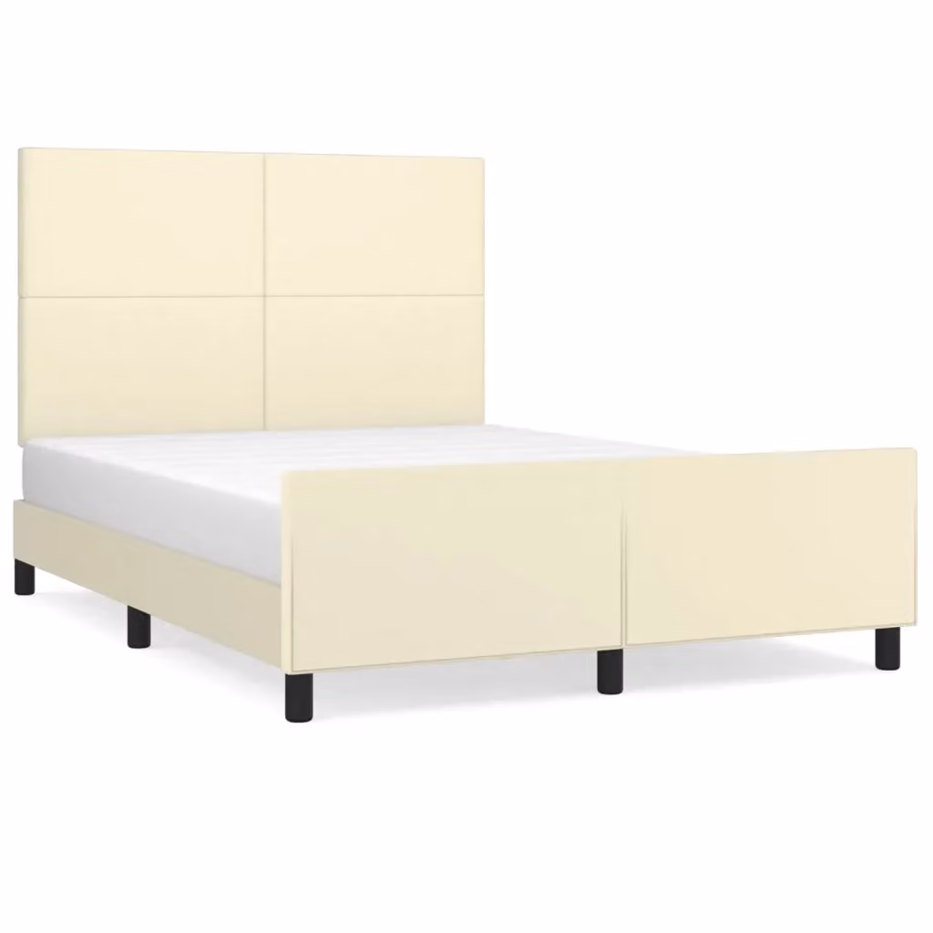 Letto con giroletto e testiera vidaXL in similpelle beige L/P/H: 203 x 140 x 128 cm – 2