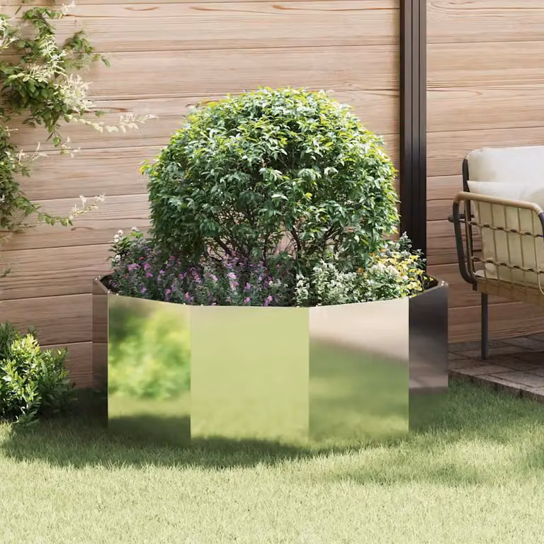 Fioriera vidaXL in acciaio zincato argento L 120 x P 120 x H 50 cm