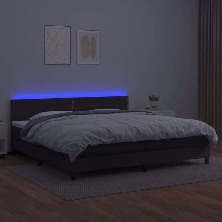 Maison Exclusive - Giroletto a Molle con Materasso e LED Nero 200x200cm Pelle finta