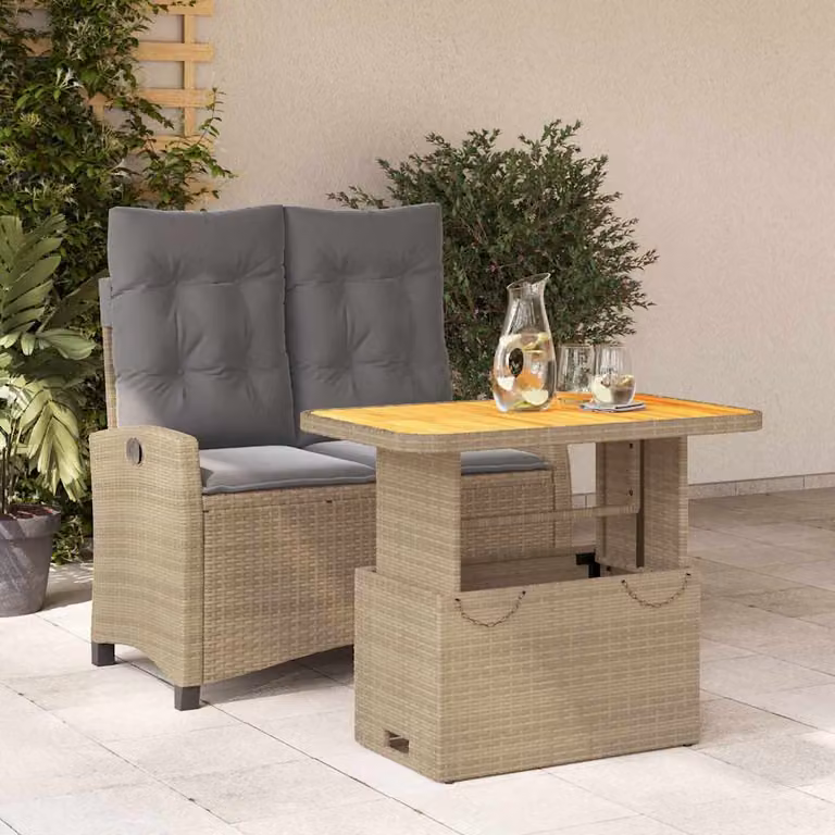 Set da Pranzo da Giardino Moderno vidaXL in Legno di Acacia Oliato con Meccanismo di Regolazione dell'Altezza e Piano Estendibile