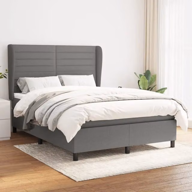Letto Ibrido con Giroletto a Molle e Materasso vidaXL in Grigio e Bianco L/P/H: 193 x 147 x 128 cm