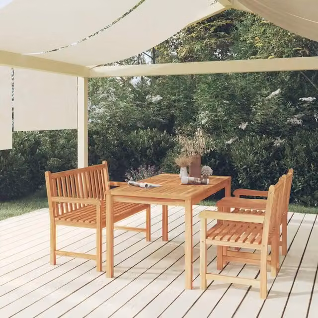 Set da Pranzo per Giardino 4 pz in Legno Massello di Teak 3157163