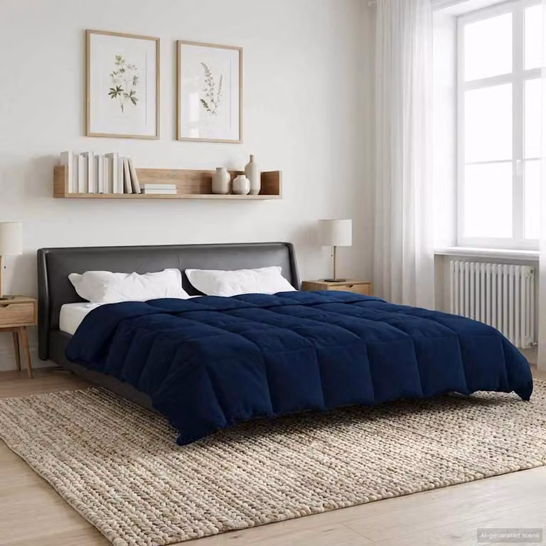 vidaXL Piumone Invernale in Microfibra Traspirabile e Reversibile, Blu, 200 x 220 cm