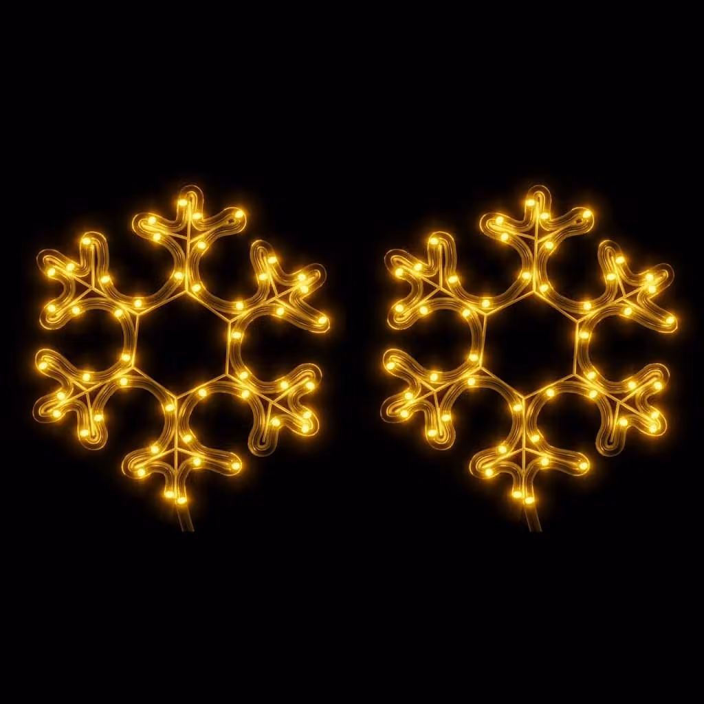Fiocchi di neve a LED 2 pz. Bianco caldo 27x27 cm