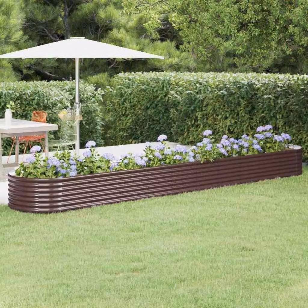 Letto rialzato da giardino vidaXL in acciaio zincato marrone L: 440 cm, P: 80 cm, H: 36 cm
