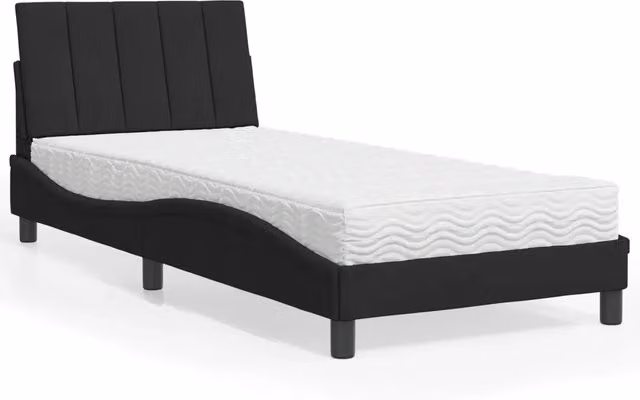 Letto con Materasso Hanko Nero 80x200 cm in Velluto 3208564