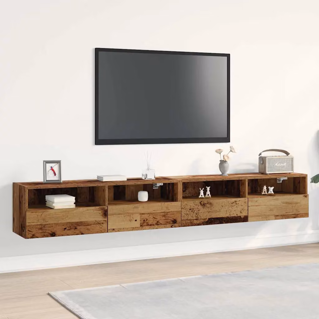 Set di 2 mobili TV da parete vidaXL in legno ingegnerizzato marrone stile moderno