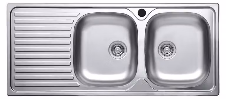 Lavello incasso acciaio inox 116x50 cm doppia vasca e gocciolatoio sinistro SA138