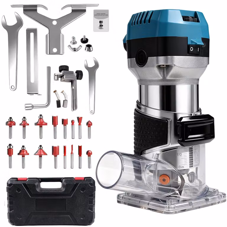 Fresatrice per legno, fresatrice a colonna, 1000 W, 6 velocità regolabili, fresatrice multifunzione con set di 16 frese