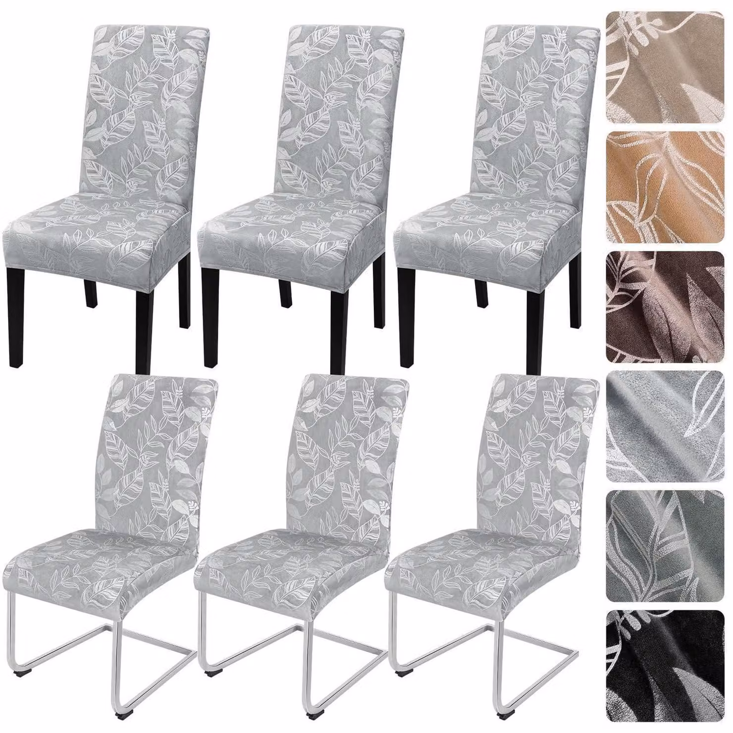 Copridivani in velluto, set da 6, color grigio chiaro, per poltrone a dondolo e poltrone girevoli