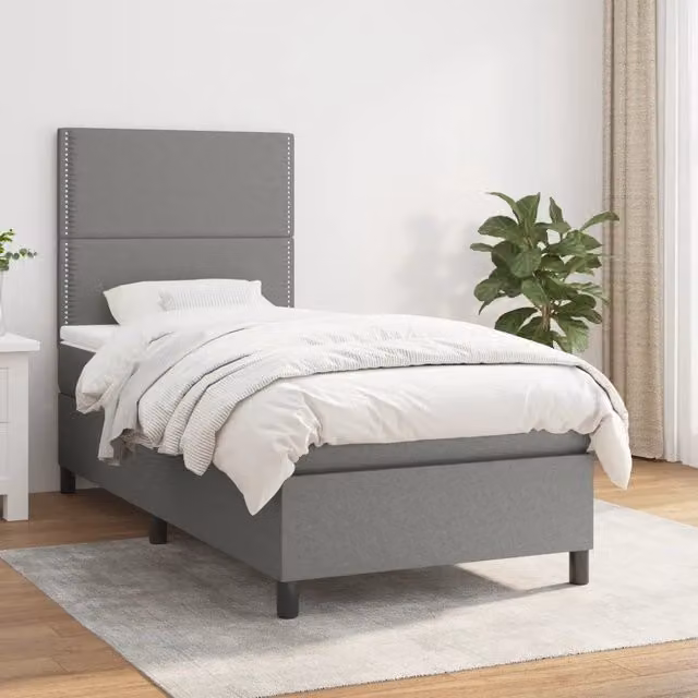 Letto Ibrido con Giroletto a Molle e Materasso vidaXL, Grigio e Bianco, L/P/H: 90 x 200 x 128 cm – 1