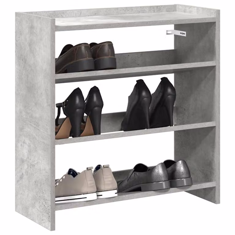 Scarpiera moderna vidaXL in legno grigio con ripiani piatti, da appendere al muro, L: 60 cm, P: 25 cm, H: 62 cm