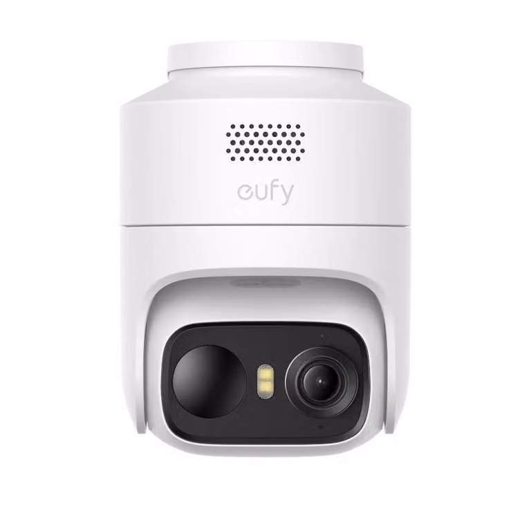 Eufy C37, telecamera IP di sicurezza, per uso esterno, wireless, compatibile con Amazon Alexa, da montare a soffitto, colore bianco, colore nero