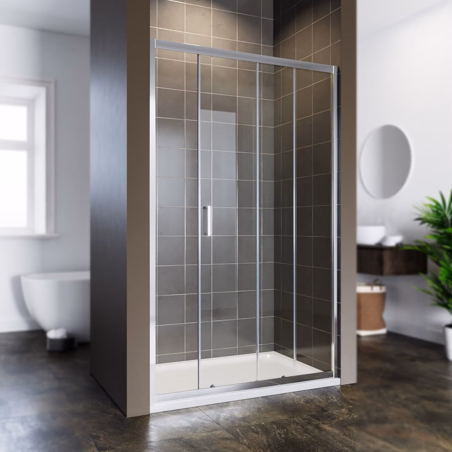 Porta scorrevole per doccia Doccia a incasso Porta per doccia Vetro di sicurezza ESG Shower 100x185cm