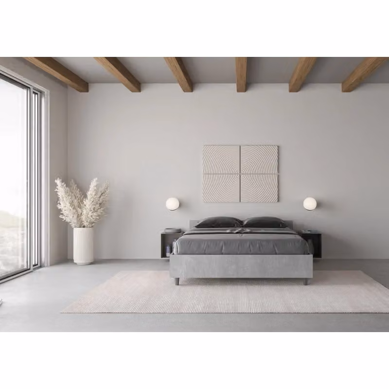 Letto Matrimoniale Francese Nuamo Ityhome Grigio L/P/H: 140 x 200 x 147 cm – 2