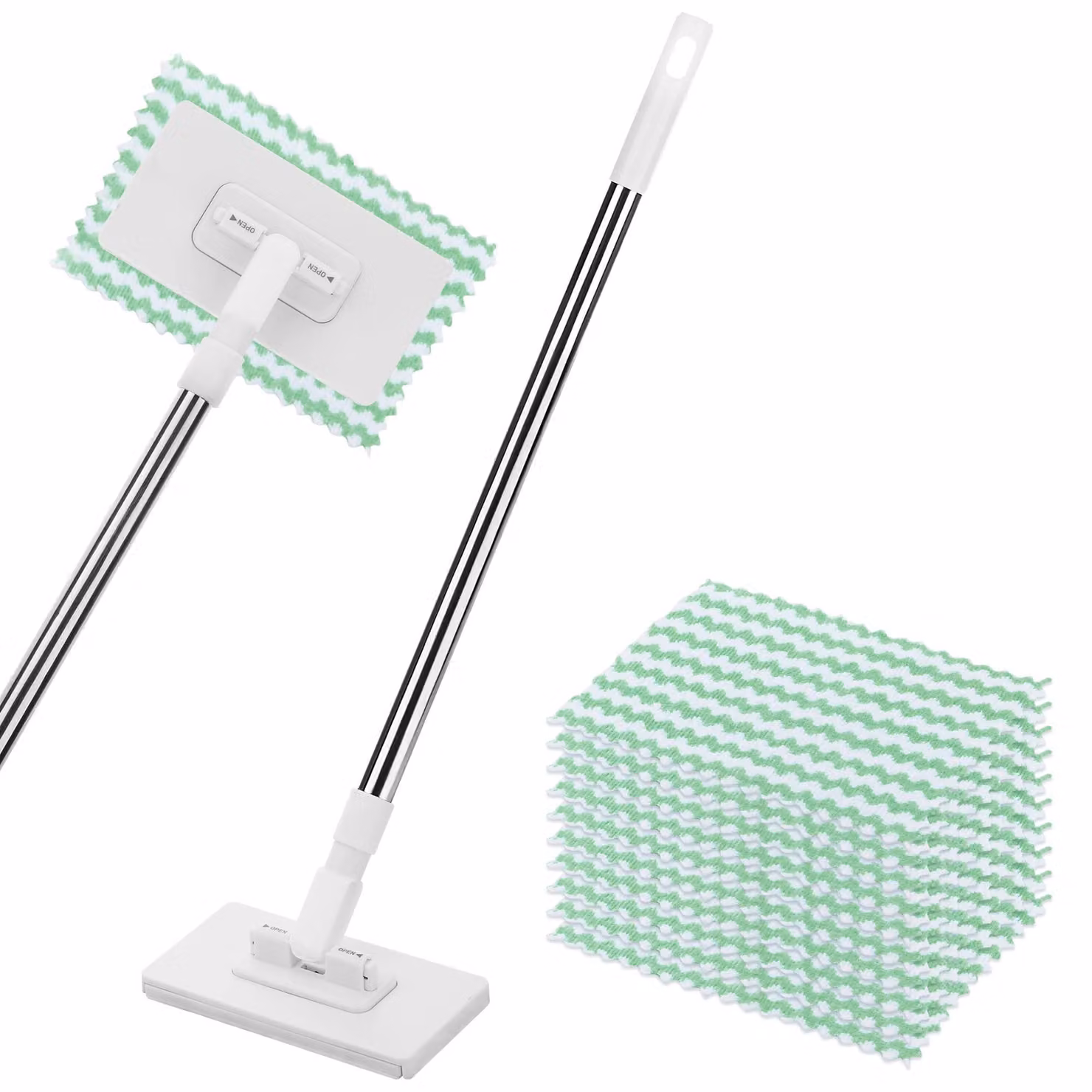 Mini mop a mani libere con cambio automatico del panno, colore bianco